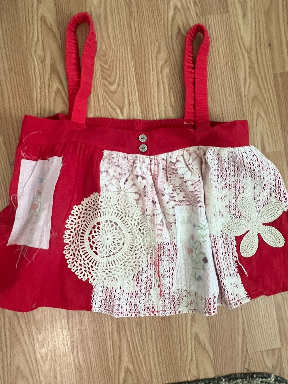 POL Red and Cream Patchwork Tank Top - Picture 1 of 7